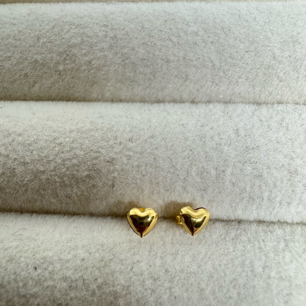 Gold Heart Stud Earrings